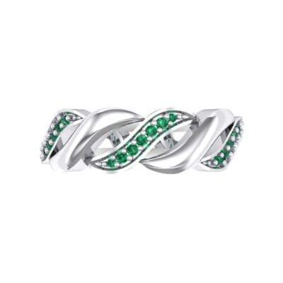 Pave Plume Emerald Ring (0.11 CTW) Top Flat View