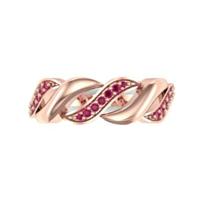 Pave Plume Ruby Ring (0.11 CTW) Top Flat View