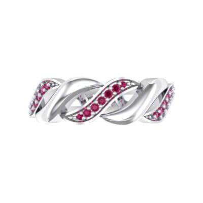 Pave Plume Ruby Ring (0.11 CTW) Top Flat View