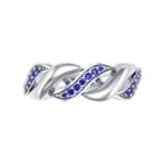Pave Plume Blue Sapphire Ring (0.11 CTW) Top Flat View
