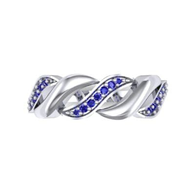 Pave Plume Blue Sapphire Ring (0.11 CTW) Top Flat View