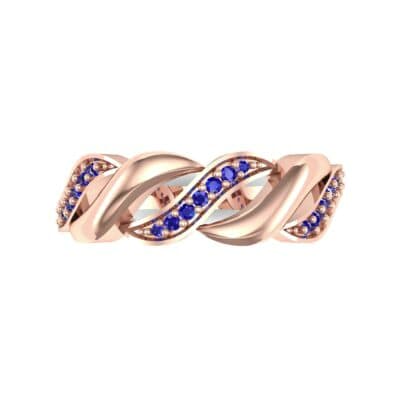 Pave Plume Blue Sapphire Ring (0.11 CTW) Top Flat View