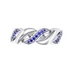 Pave Plume Blue Sapphire Ring (0.11 CTW) Top Flat View