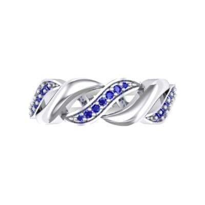 Pave Plume Blue Sapphire Ring (0.11 CTW) Top Flat View