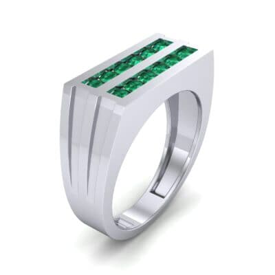 Inset Signet Emerald Ring (0.72 CTW) Perspective View