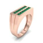 Inset Signet Emerald Ring (0.72 CTW) Perspective View