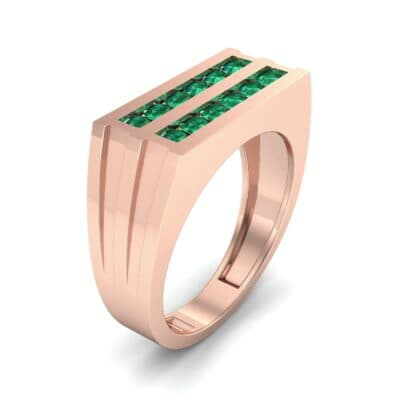 Inset Signet Emerald Ring (0.72 CTW) Perspective View
