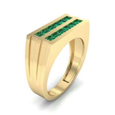 Inset Signet Emerald Ring (0.72 CTW) Perspective View