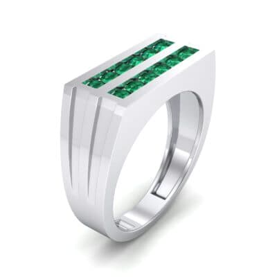 Inset Signet Emerald Ring (0.72 CTW) Perspective View