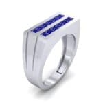 Inset Signet Blue Sapphire Ring (0.72 CTW) Perspective View