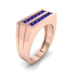 Inset Signet Blue Sapphire Ring (0.72 CTW) Perspective View