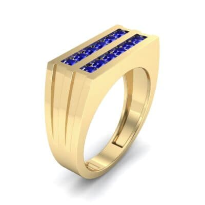 Inset Signet Blue Sapphire Ring (0.72 CTW) Perspective View