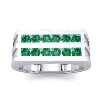 Inset Signet Emerald Ring (0.72 CTW) Top Dynamic View