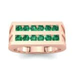 Inset Signet Emerald Ring (0.72 CTW) Top Dynamic View