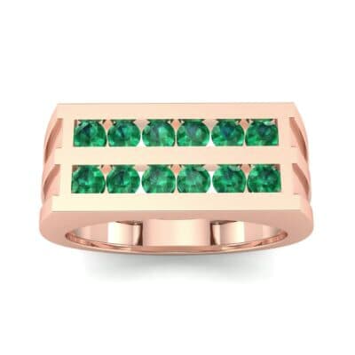 Inset Signet Emerald Ring (0.72 CTW) Top Dynamic View