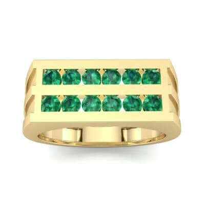 Inset Signet Emerald Ring (0.72 CTW) Top Dynamic View