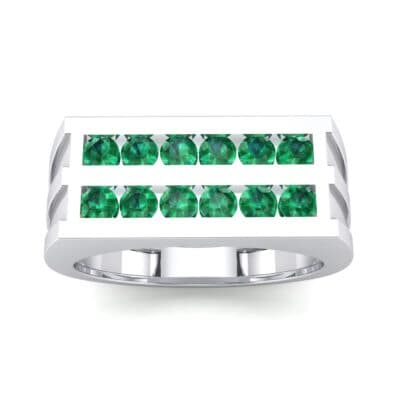 Inset Signet Emerald Ring (0.72 CTW) Top Dynamic View