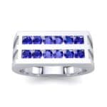 Inset Signet Blue Sapphire Ring (0.72 CTW) Top Dynamic View