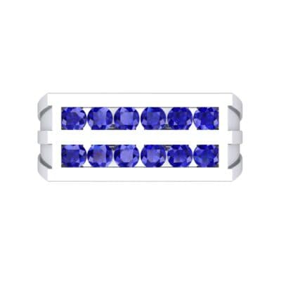 Inset Signet Blue Sapphire Ring (0.72 CTW) Top Flat View