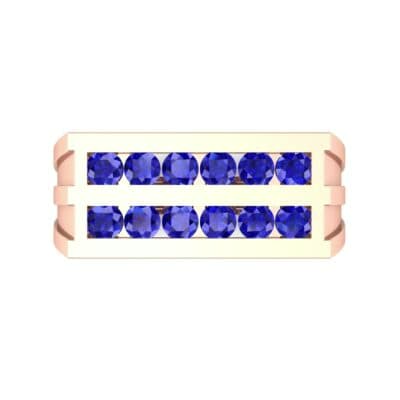 Inset Signet Blue Sapphire Ring (0.72 CTW) Top Flat View