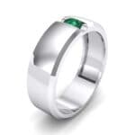 Wide Solitaire Wedge Emerald Ring (0.14 CTW) Perspective View