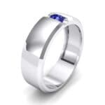 Wide Solitaire Wedge Blue Sapphire Ring (0.14 CTW) Perspective View