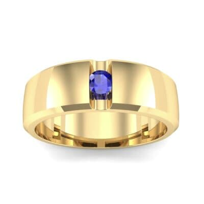 Wide Solitaire Wedge Blue Sapphire Ring (0.14 CTW) Top Dynamic View