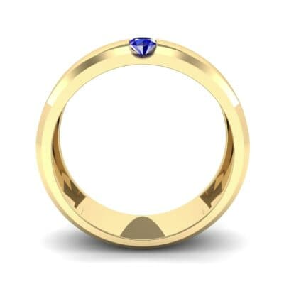 Wide Solitaire Wedge Blue Sapphire Ring (0.14 CTW) Side View