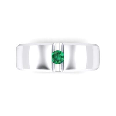 Wide Solitaire Wedge Emerald Ring (0.14 CTW) Top Flat View
