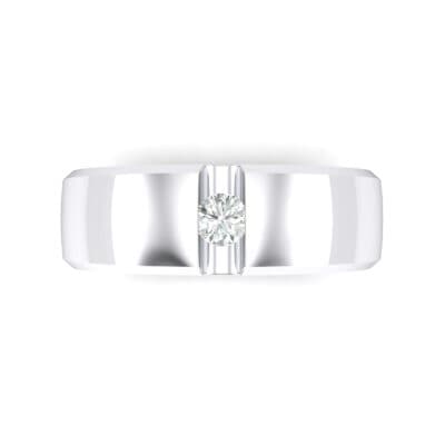 Wide Solitaire Wedge Crystal Ring (0.14 CTW) Top Flat View