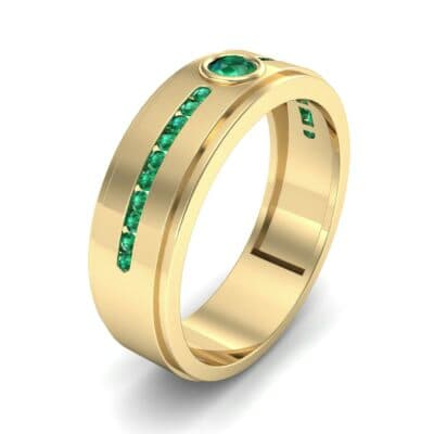 Channel Detail Solitaire Emerald Ring (0.32 CTW) Perspective View