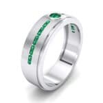 Channel Detail Solitaire Emerald Ring (0.32 CTW) Perspective View