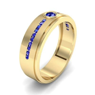 Channel Detail Solitaire Blue Sapphire Ring (0.32 CTW) Perspective View