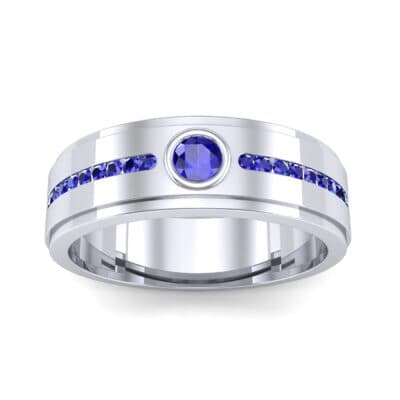 Channel Detail Solitaire Blue Sapphire Ring (0.32 CTW) Top Dynamic View