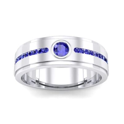 Channel Detail Solitaire Blue Sapphire Ring (0.32 CTW) Top Dynamic View