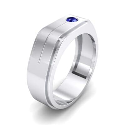 Single Stone Plateau Blue Sapphire Ring (0.12 CTW) Perspective View