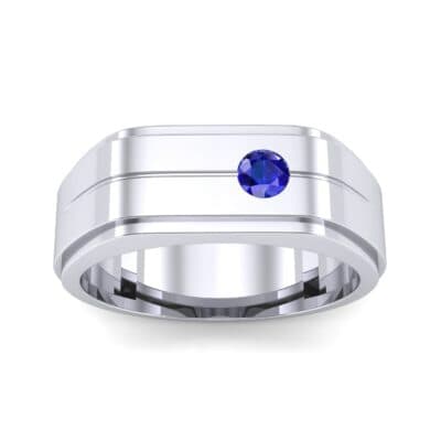 Single Stone Plateau Blue Sapphire Ring (0.12 CTW) Top Dynamic View