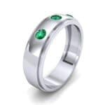 Three-Stone Bezel-Set Emerald Ring (0.33 CTW) Perspective View