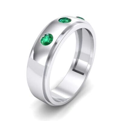 Three-Stone Bezel-Set Emerald Ring (0.33 CTW) Perspective View