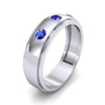 Three-Stone Bezel-Set Blue Sapphire Ring (0.33 CTW) Perspective View