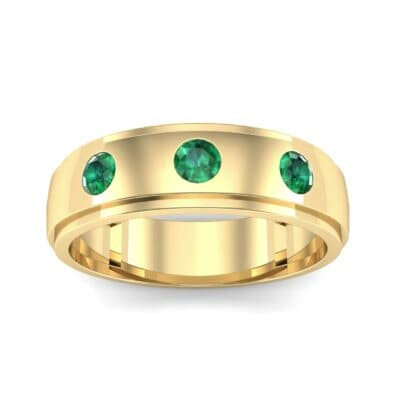 Three-Stone Bezel-Set Emerald Ring (0.33 CTW) Top Dynamic View