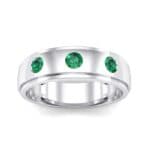 Three-Stone Bezel-Set Emerald Ring (0.33 CTW) Top Dynamic View