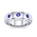 Three-Stone Bezel-Set Blue Sapphire Ring (0.33 CTW) Top Dynamic View