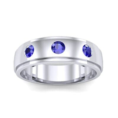 Three-Stone Bezel-Set Blue Sapphire Ring (0.33 CTW) Top Dynamic View