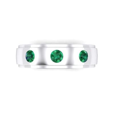 Three-Stone Bezel-Set Emerald Ring (0.33 CTW) Top Flat View