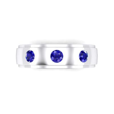 Three-Stone Bezel-Set Blue Sapphire Ring (0.33 CTW) Top Flat View