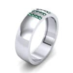 Wide Three Line Emerald Ring (0.12 CTW) Perspective View