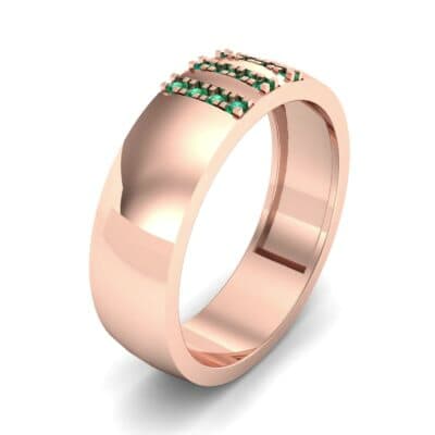 Wide Three Line Emerald Ring (0.12 CTW) Perspective View