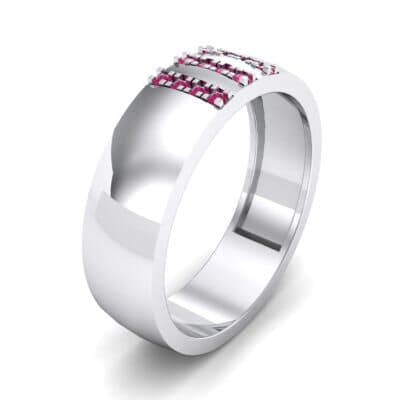 Wide Three Line Ruby Ring (0.12 CTW) Perspective View