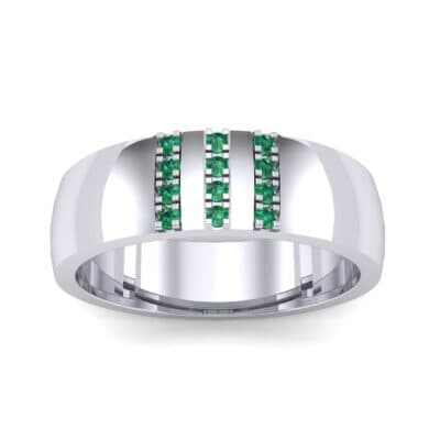 Wide Three Line Emerald Ring (0.12 CTW) Top Dynamic View